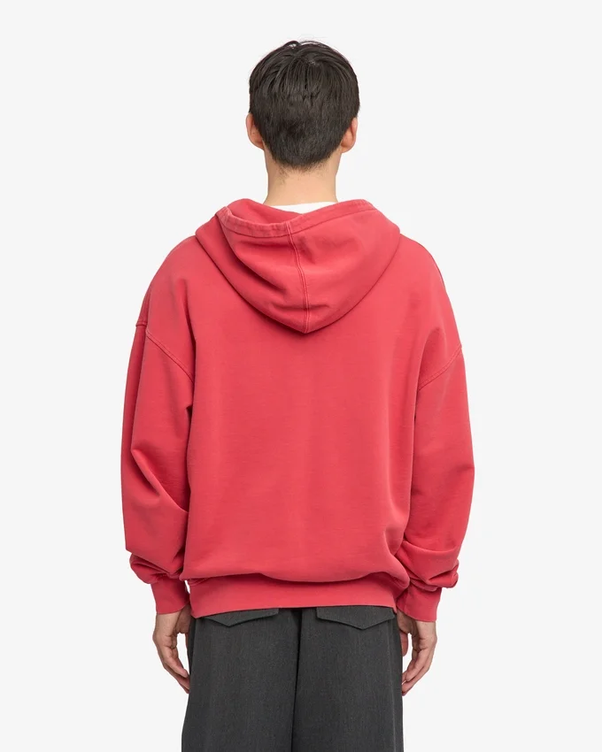 Överdimensionerad hoodie i ekologiskt tyg med dragkedja – blekt rött