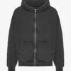 Överdimensionerad hoodie i ekologiskt tyg med dragkedja – blekt svart