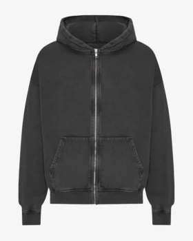 Överdimensionerad hoodie i ekologiskt tyg med dragkedja – blekt svart