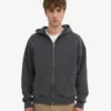 Överdimensionerad hoodie i ekologiskt tyg med dragkedja – blekt svart