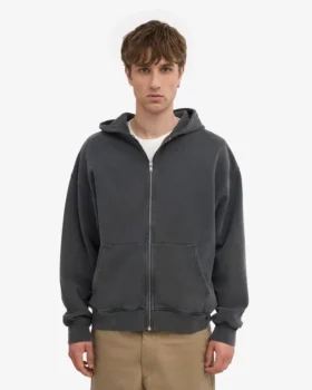 Överdimensionerad hoodie i ekologiskt tyg med dragkedja – blekt svart