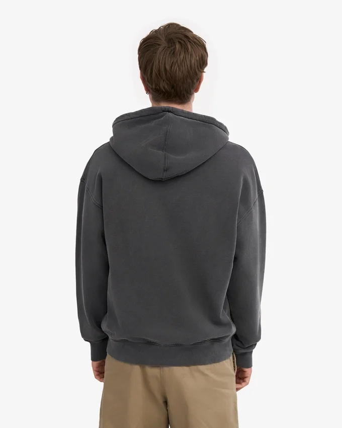 Överdimensionerad hoodie i ekologiskt tyg med dragkedja – blekt svart