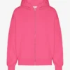 Överdimensionerad hoodie i ekologiskt tyg med dragkedja – Bubblegum Pink