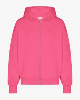 Överdimensionerad hoodie i ekologiskt tyg med dragkedja – Bubblegum Pink