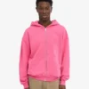 Överdimensionerad hoodie i ekologiskt tyg med dragkedja – Bubblegum Pink