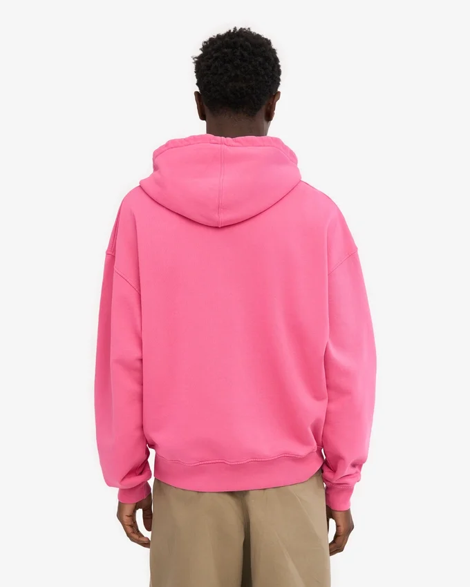 Överdimensionerad hoodie i ekologiskt tyg med dragkedja – Bubblegum Pink