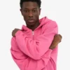 Överdimensionerad hoodie i ekologiskt tyg med dragkedja – Bubblegum Pink