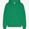 Överdimensionerad hoodie i ekologiskt tyg med dragkedja – Kellygrön