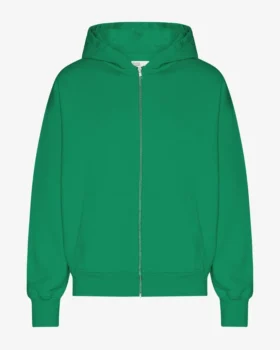 Överdimensionerad hoodie i ekologiskt tyg med dragkedja – Kellygrön