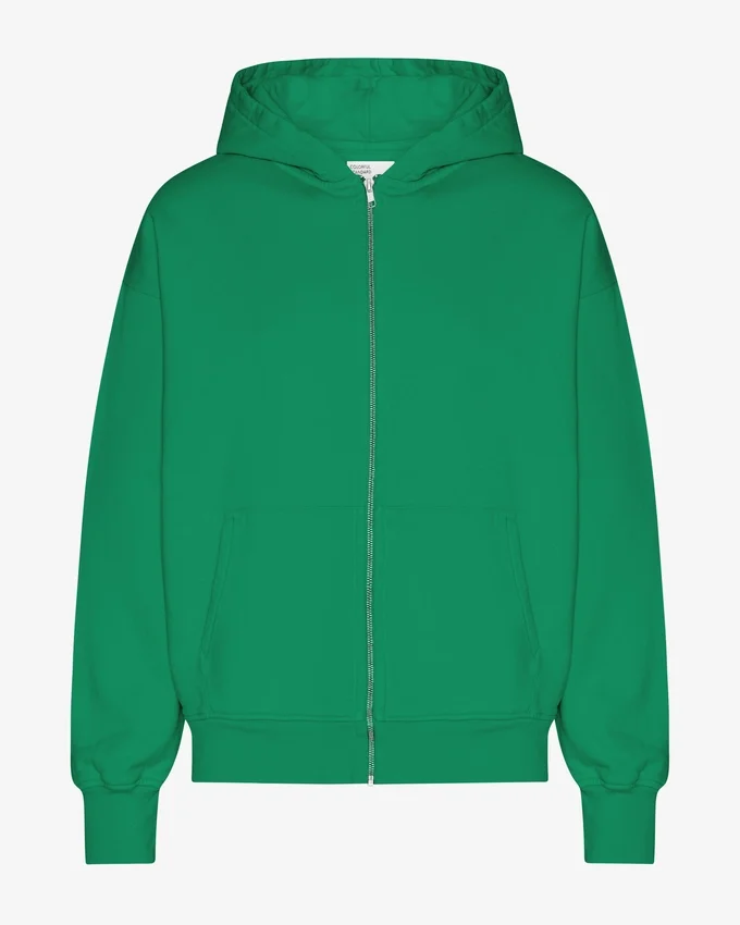 Överdimensionerad hoodie i ekologiskt tyg med dragkedja – Kellygrön