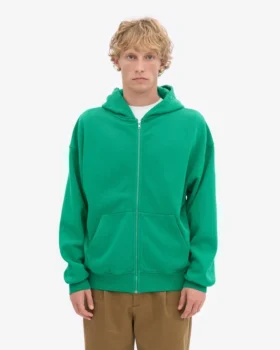 Överdimensionerad hoodie i ekologiskt tyg med dragkedja – Kellygrön