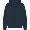 Överdimensionerad hoodie i ekologiskt tyg med dragkedja – marinblå