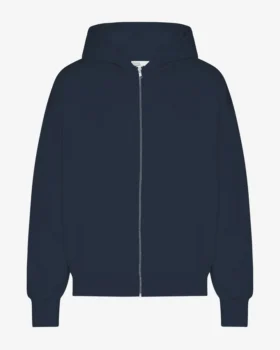 Överdimensionerad hoodie i ekologiskt tyg med dragkedja – marinblå