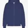 Överdimensionerad hoodie i ekologiskt tyg med dragkedja – marinblå