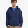 Överdimensionerad hoodie i ekologiskt tyg med dragkedja – marinblå
