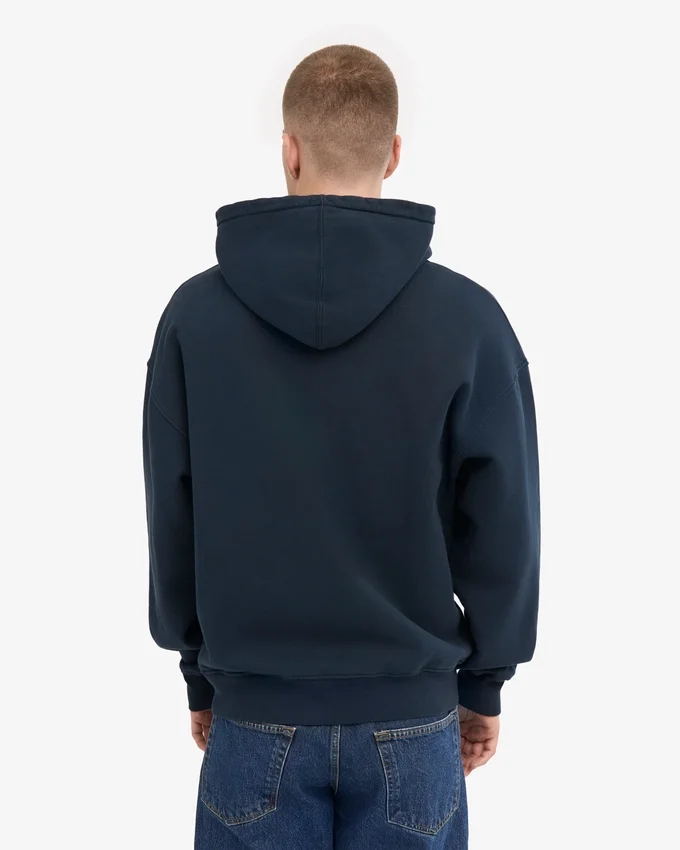 Överdimensionerad hoodie i ekologiskt tyg med dragkedja – marinblå