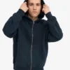 Överdimensionerad hoodie i ekologiskt tyg med dragkedja – marinblå