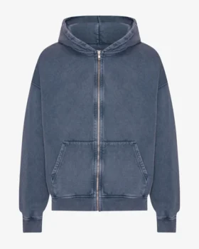 Överdimensionerad hoodie i ekologiskt tyg med dragkedja – Neptune Blue