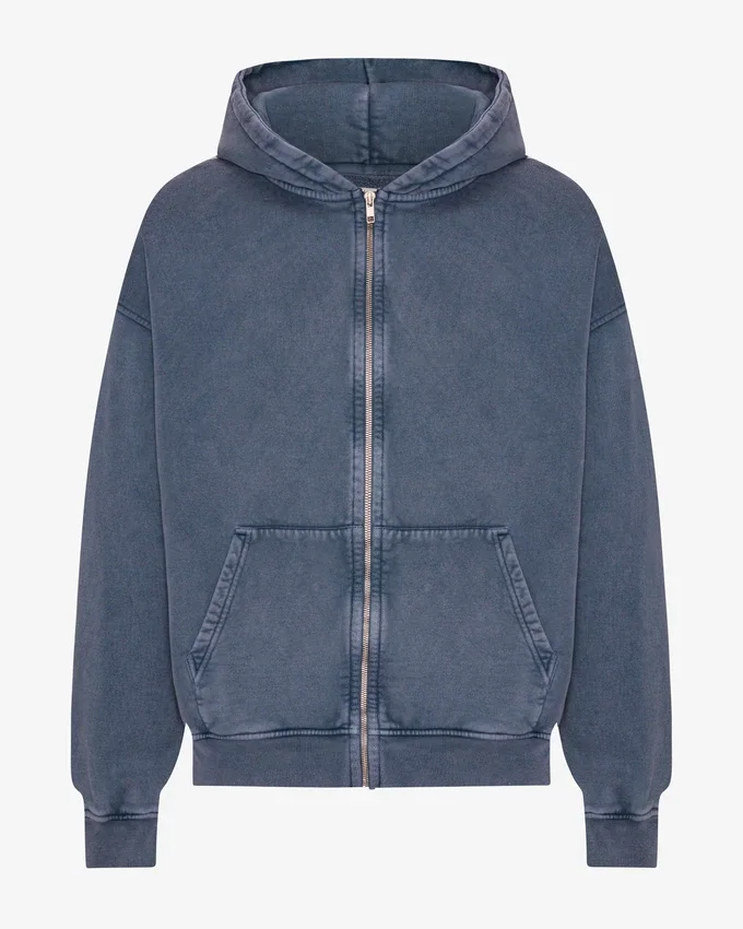 Överdimensionerad hoodie i ekologiskt tyg med dragkedja – Neptune Blue