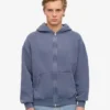 Överdimensionerad hoodie i ekologiskt tyg med dragkedja – Neptune Blue