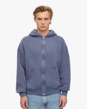 Överdimensionerad hoodie i ekologiskt tyg med dragkedja – Neptune Blue