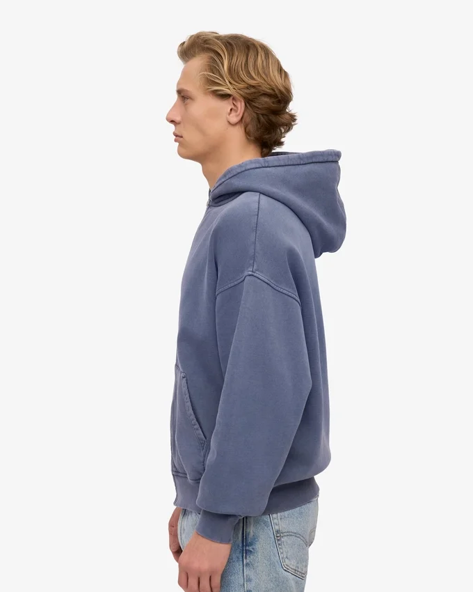 Överdimensionerad hoodie i ekologiskt tyg med dragkedja – Neptune Blue