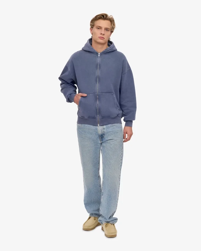 Överdimensionerad hoodie i ekologiskt tyg med dragkedja – Neptune Blue