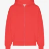 Överdimensionerad hoodie i ekologiskt tyg med dragkedja – röd mandarin