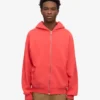 Överdimensionerad hoodie i ekologiskt tyg med dragkedja – röd mandarin
