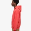 Överdimensionerad hoodie i ekologiskt tyg med dragkedja – röd mandarin