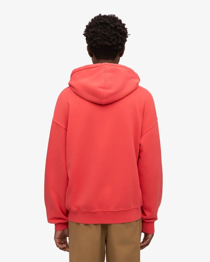 Överdimensionerad hoodie i ekologiskt tyg med dragkedja – röd mandarin