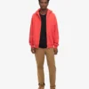 Överdimensionerad hoodie i ekologiskt tyg med dragkedja – röd mandarin