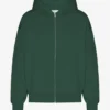 Överdimensionerad hoodie i ekologiskt tyg med dragkedja – smaragdgrön