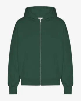 Överdimensionerad hoodie i ekologiskt tyg med dragkedja – smaragdgrön