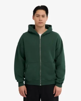 Överdimensionerad hoodie i ekologiskt tyg med dragkedja – smaragdgrön