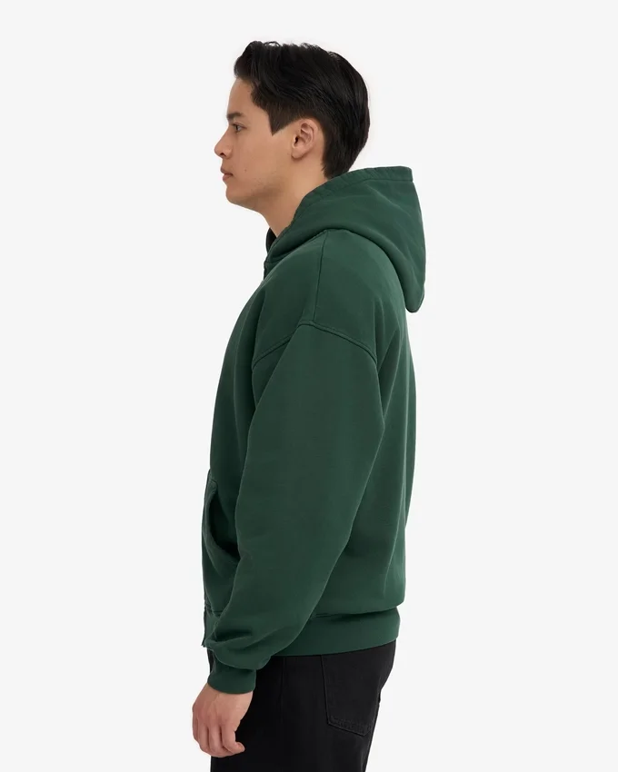 Överdimensionerad hoodie i ekologiskt tyg med dragkedja – smaragdgrön