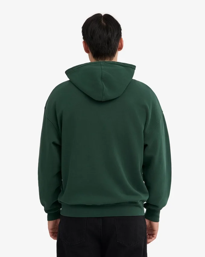 Överdimensionerad hoodie i ekologiskt tyg med dragkedja – smaragdgrön