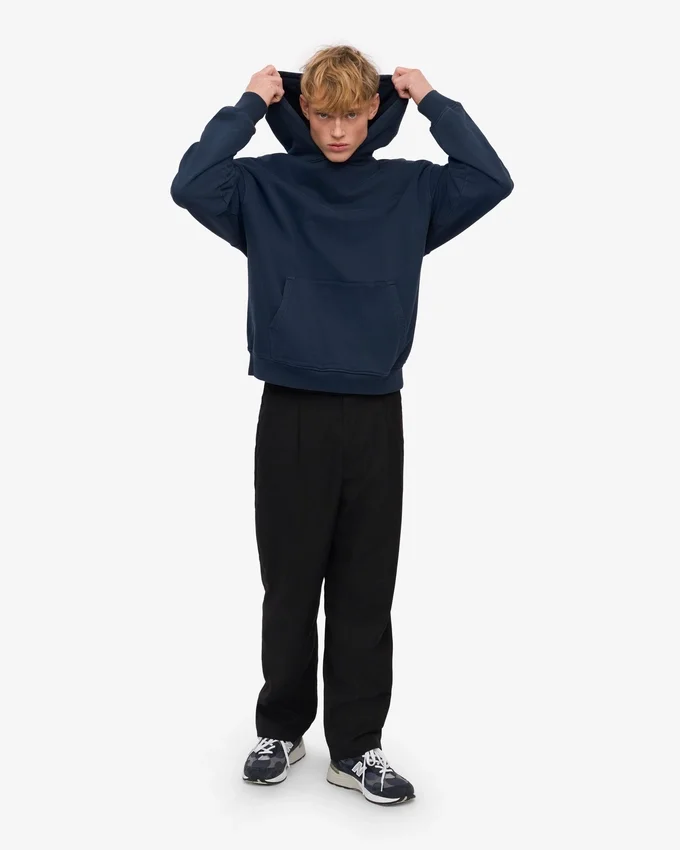 Överdimensionerad hoodie i ekologiskt tyg – Navy Blue