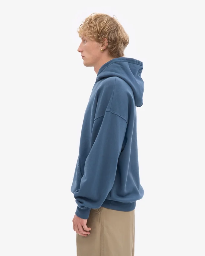 Överdimensionerad hoodie i ekologiskt tyg – petrolblå