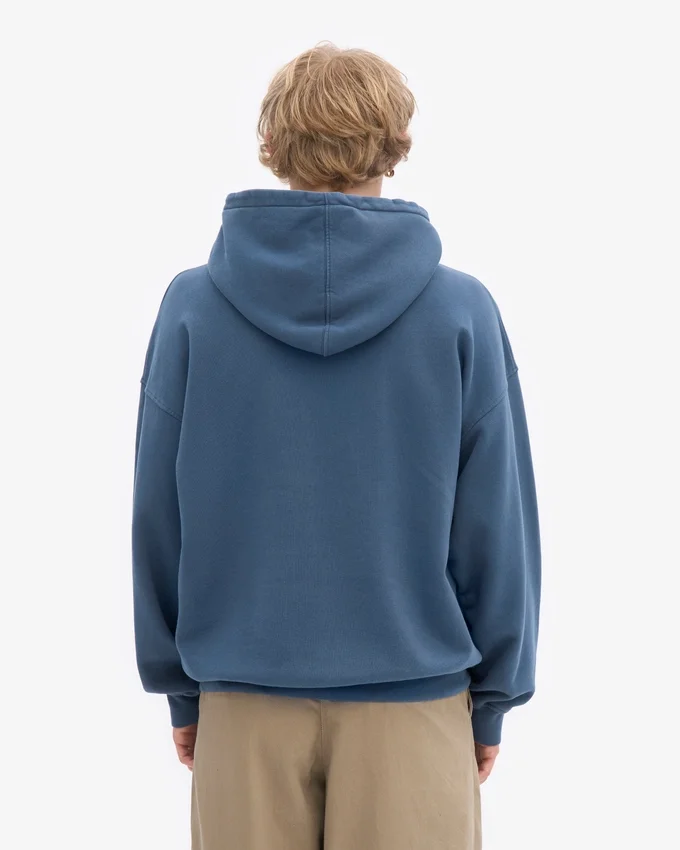 Överdimensionerad hoodie i ekologiskt tyg – petrolblå