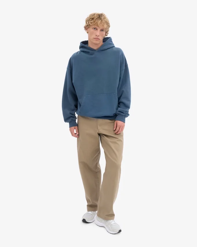 Överdimensionerad hoodie i ekologiskt tyg – petrolblå