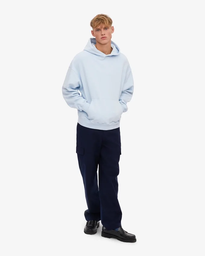 Överdimensionerad hoodie i ekologiskt tyg – polarblå