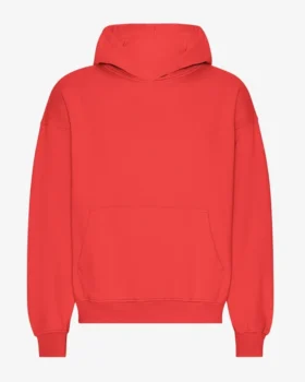 Överdimensionerad hoodie i ekologiskt tyg – röd mandarin