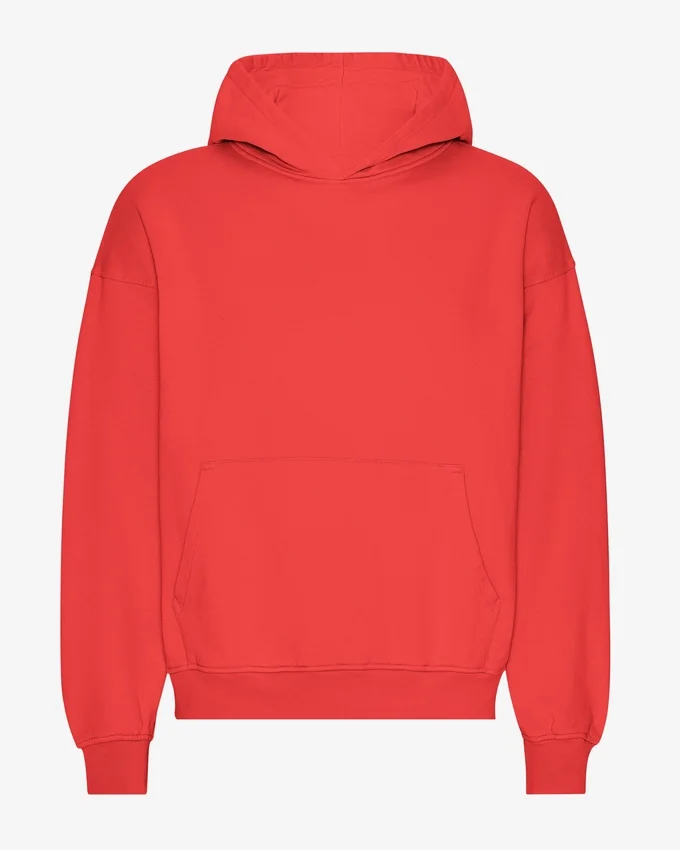 Överdimensionerad hoodie i ekologiskt tyg – röd mandarin