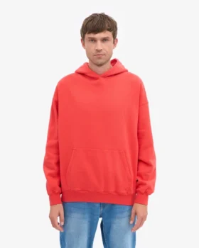 Överdimensionerad hoodie i ekologiskt tyg – röd mandarin