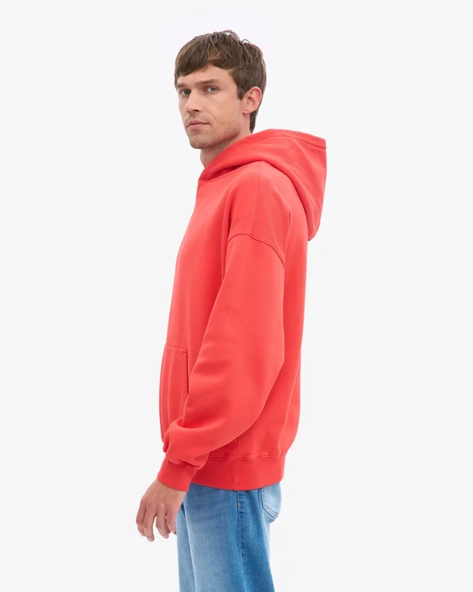 Överdimensionerad hoodie i ekologiskt tyg – röd mandarin