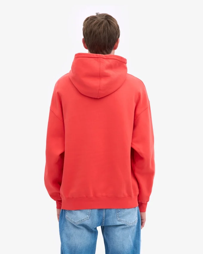 Överdimensionerad hoodie i ekologiskt tyg – röd mandarin