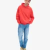Överdimensionerad hoodie i ekologiskt tyg – röd mandarin
