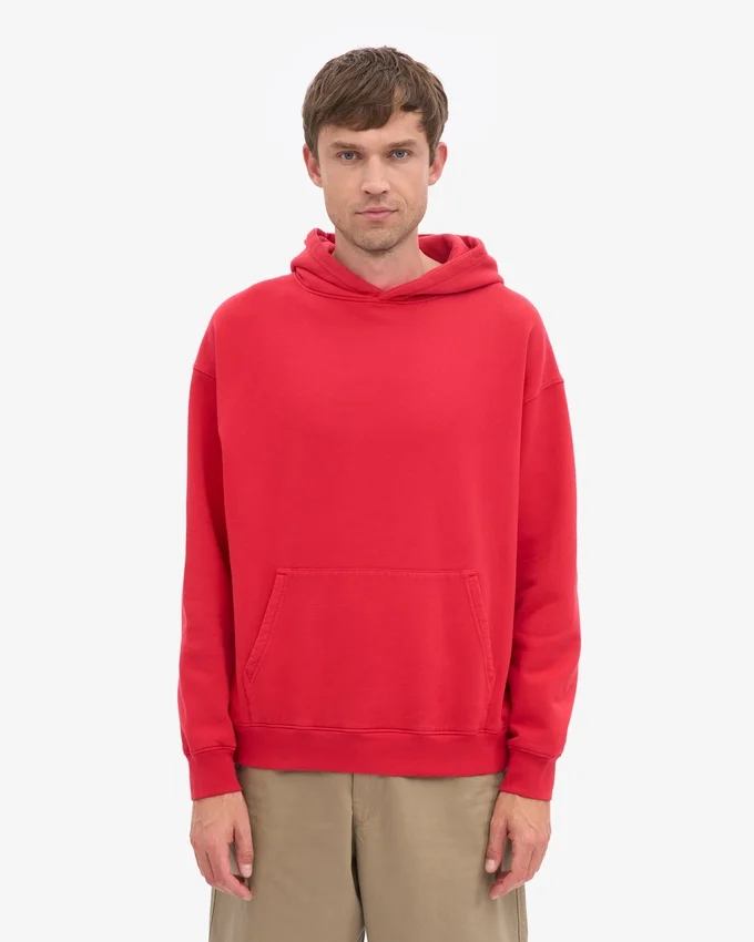 Överdimensionerad hoodie i ekologiskt tyg – scharlakansröd