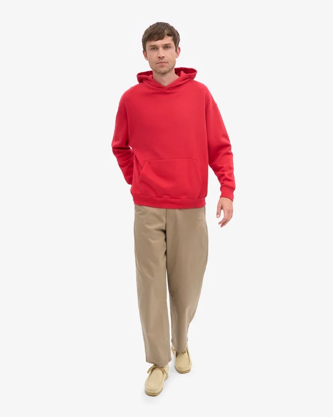 Överdimensionerad hoodie i ekologiskt tyg – scharlakansröd